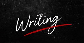 Writing — handwritten chalk style title with red underline